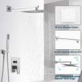 Bathroom 2 Function Wall Mounted Thermostatic Shower Faucet Set 10 inch chrome Rain Misty Shower Head Kit Set